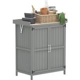 Outsunny boîte de rangement d'extérieur - Bois de sapin, acier inoxydable - 74x43x88cm - Gris