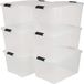 Iris Ohyama, set van 6, opbergdozen, 45 L, met clips, stapelbaar, transparant