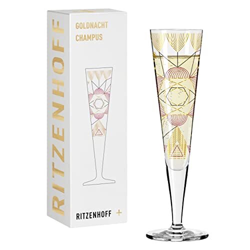 Ritzenhoff Goldnacht champagneglas #26 van Werner boor, van kristalglas, 205 ml, in geschenkverpakking