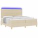 vidaXL LED Boxspring Bed met Hoofdeinde Crème 200 x 200 cm Stof