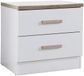 Vente-unique Table de chevet avec 2 tiroirs - Blanc et naturel - SKAIDO