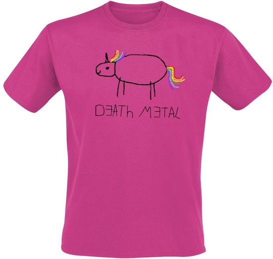 Death Metal Unicorn Art Worx Merchandising GmbH Death Metal Unicorn Heren T-shirt - fuchsia - M