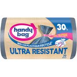 Handy Bag Praktische vuilniszakken met binding, zeer robuust en lekvrije bodem, 100% gerecycled kunststof, 1 rol met 20 vuilniszakken, 30 l