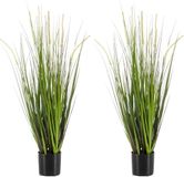 Emerald Kunstplant groen gras sprieten - Set van 2x stuks - 90 cm