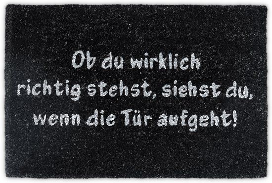 Relaxdays Deurmat kokos met spreuk - Zwart