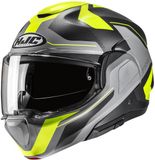 HJC F100 Bios Systeemhelm - Zwart/Grijs/Fluoriserend geel - Maat XXL