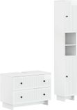 vidaXL - 2-delige - Badkamerkast - Set - EDE - Hoogglans - Wit - Bewerkt - hout