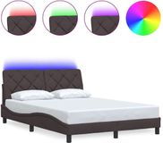 vidaXL Bedframe met LED-verlichting, zonder matras, donkerbruin, 120x200 cm, stof