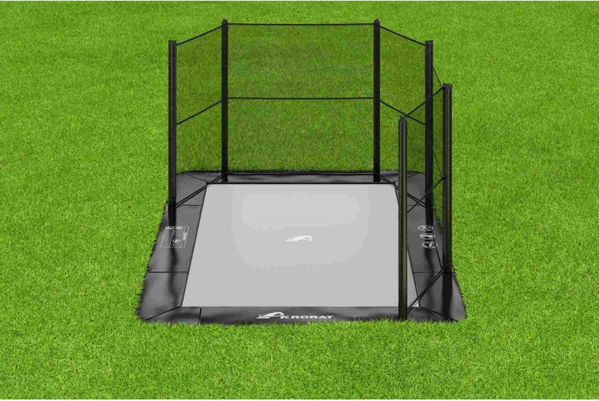 Akrobat Half Veiligheidsnet Trampoline Primus 335 x 244 cm Rechthoek Set Zwart