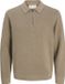 JACK&JONES JPRBLAMILANO STITCH KNIT ZIP POLO SN Heren Polo Lange Mouw Katoen Greige M