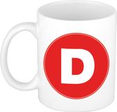 Bellatio Decorations Shoppartners Bv Koffie mok met de letter D - beker - rood - 300 ml