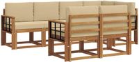 vidaXL - Hoek loungeset - 7 zitplaatsen - Acacia hout - Natuurlijk en beige
