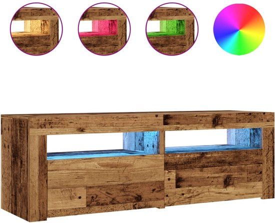 vidaXL Tv-meubel met LED 120x35x40 cm bewerkt hout oud hout