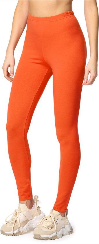 Merry Style MS-MS10-198-LE Women's Leggings - Sport - Casual Pants - Long - Cotton - Sports Pants - Yoga Pants - Rust - M