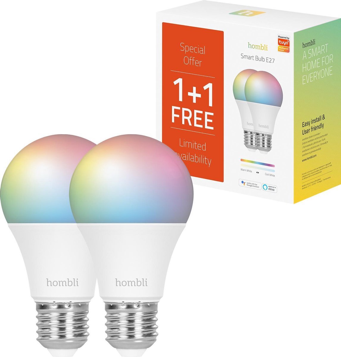 Hombli Slimme verlichting - (9W) RGB + CCT - Promopack 1+1