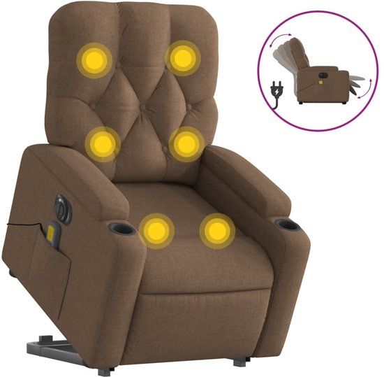 vidaXL Sta-op-massagestoel elektrisch verstelbaar stof bruin