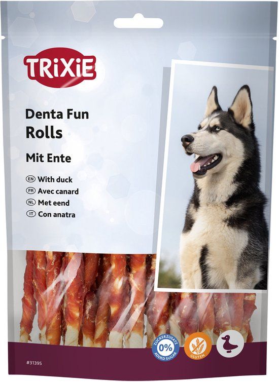 Trixie Denta Fun Duck Chewing Rolls 12 cm - 30 stuks