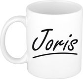 Bellatio Decorations Joris Naam koffiemok - beker - met sierlijke letters - wit