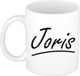 Bellatio Decorations Joris Naam koffiemok - beker - met sierlijke letters - wit