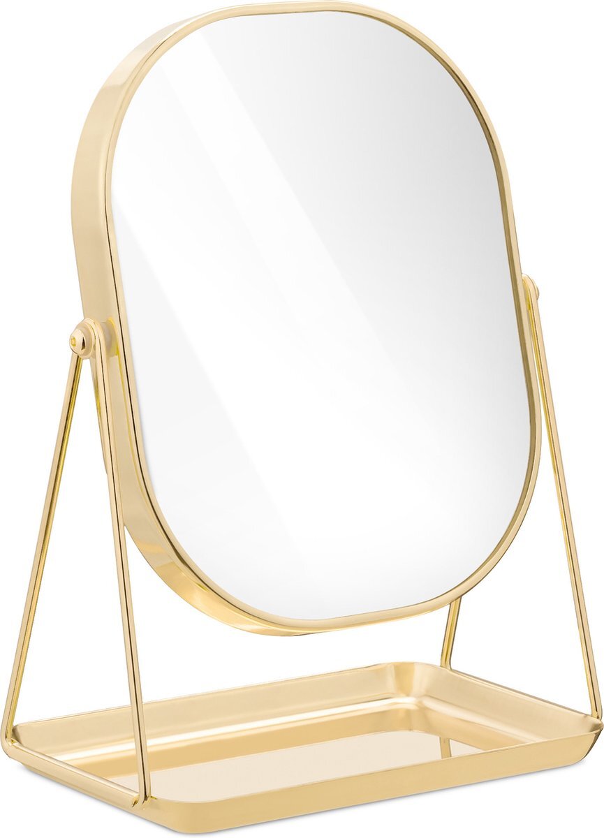 Navaris cosmetische spiegel make-up spiegel tafel spiegel met sieraden opslag - spiegel voor make-up en styling - stand spiegel met opbergruimte