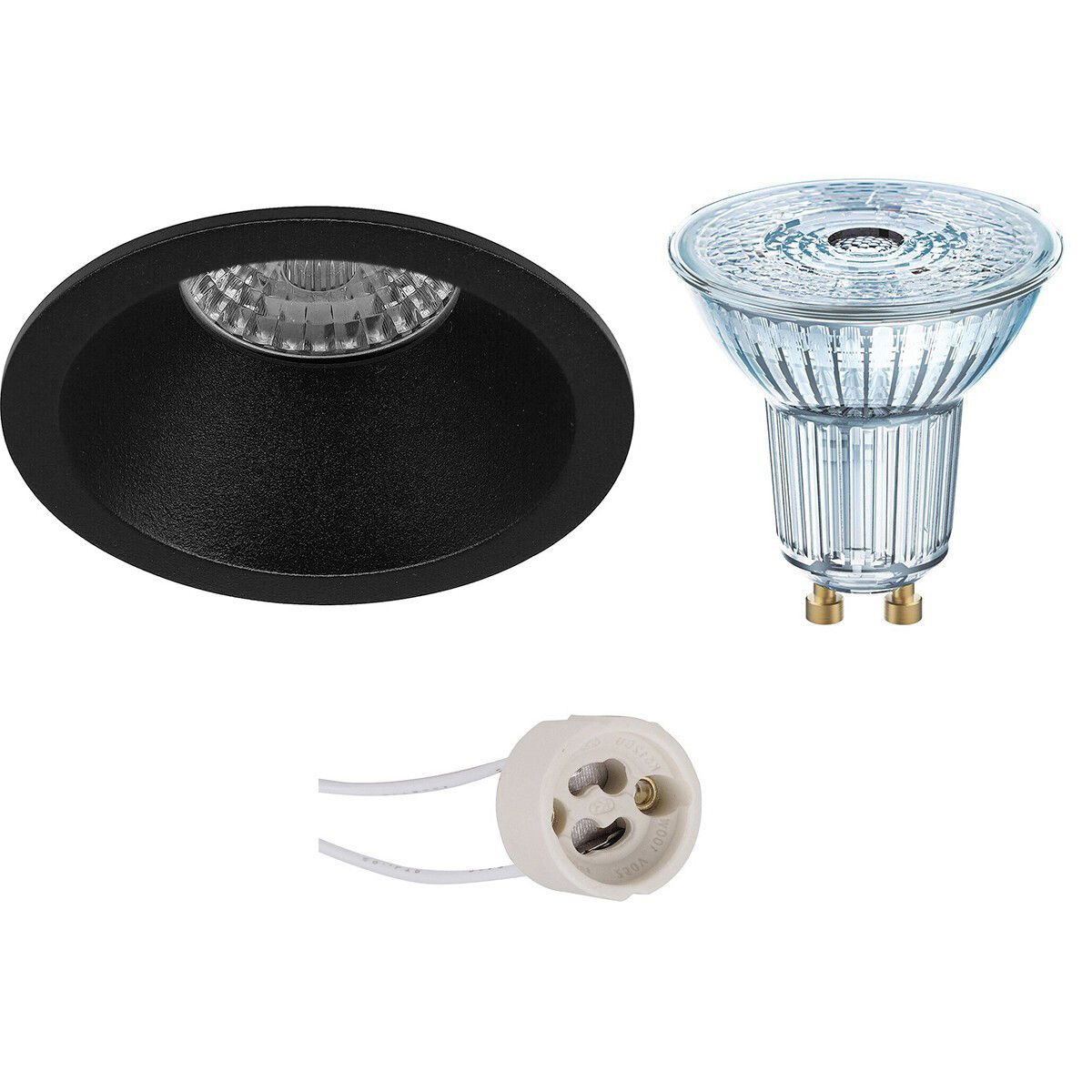 Osram PAR16 LED Spot Set - GU10 - Dimbaar - Rond - Mat Zwart - 4000K