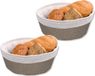 Kesper Broodmandje met stof - 2 stuks - Katoen - Bruin - Rond - 25 x 9 cm