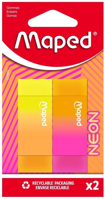 Maped Gum maped neon set 2 stuks assorti