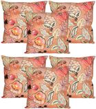 Anna's Collection Sierkussen voor binnen en buiten - 6x - wild flowers - terracotta - 45 x 45 cm