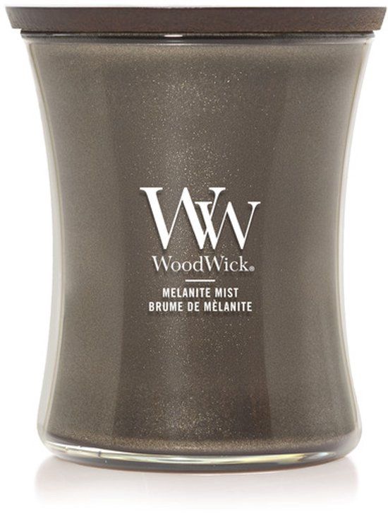 WoodWick Precious Metals Melanite Mist Medium Geurkaars Antraciet
