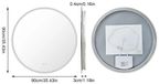 Miroir de salle de bain rond à LED - Miroir mural sans cadre - 900 mm - Antibuée - Gradation continue - 3000/4000/6000 K - Éclairage arrière - Fonction mémoire