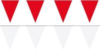 Shoppartners Bv Feest versiering punt vlaggetjes pakket - 60 meter - wit en rood - slingers / vlaggenlijnen - kunststof - buiten/binnen