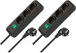 Brennenstuhl Eco-Line 2-delige set, 3-voudige stekkerdoos (meervoudige geaarde stopcontacten met verhoogde aanraakbeveiliging, schakelaar en 1,5 m kabel) zwart