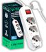 V-TAC Stekkerdoos met schakelaar en 1,5 m kabel, 3 stopcontacten, 10/16 A, Bipasso + Schuko stopcontact, 16 A, stopcontact voor thuis, kantoor, winkel, wit