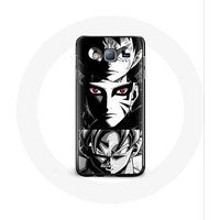 Maniacase Etui voor Samsung Galaxy J3 2016 Sangoku Naruto Luffy One Piece Dragon Ball Z zwart wit achtergrond anime manga