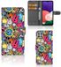 B2Ctelecom Samsung Galaxy A22 5G Wallet Case met Pasjes Punk Rock