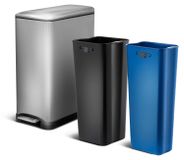 Poubelle 50 litres, avec double compartiments, fermeture douce, commande à pédale, acier inoxydable