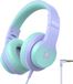 iClever HS19 Casque pliable filaire pour enfants avec microphone, bleu et rouge