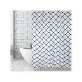 MSV Douchegordijn, polyester, granada, 180 x 200 cm, premium kwaliteit, wit/blauw, incl. ringen