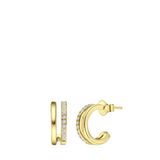 Lucardi Dames Goldplated oorbellen met zirkonia - Oorbellen - Cadeau - Echt Zilver - Goudkleurig