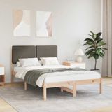 vidaXL Bedframe met gevoerd hoofdbord Taupe 135 x 190 cm