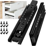 Glissière de tiroir 200 mm Glissière de tiroir latérale rail coulissant tiroir extension complète roulement à billes pour armoire et cuisine 45 kg Capacité de charge Noir 1 Paire (2 pièces)