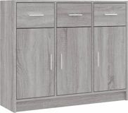 vidaXL Dressoir 91x28x75 cm bewerkt hout grijs sonoma eikenkleurig