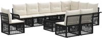 vidaXL Tuinbank Set 11 st Zwart Polyrattan