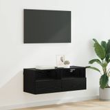 vidaXL TV Wandkast 80 x 30 x 30 cm Zwart Eiken Bewerkt Hout
