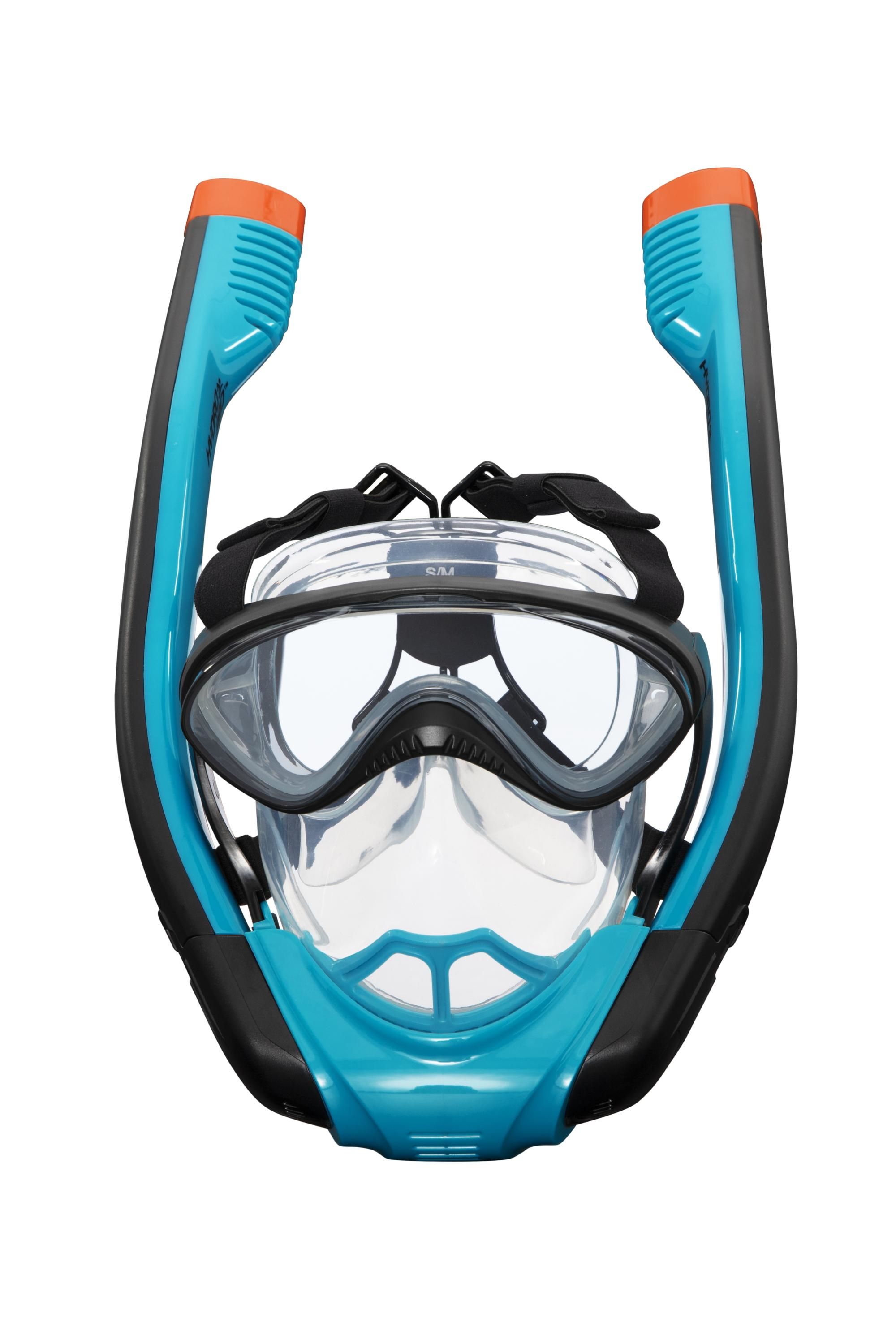 Bestway Hydro-Pro SeaClear Flowtech Full Face Snorkeling Mask - Adult - S/M - Black/Blue/Orange/Transparent