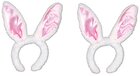 Beistle Plush Satin Bunny Ears Headband Set - White/Pink (2-Pack)