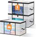 Robes Boîtes de rangement - Lot de 3 - 35 litres - Transparent - Boîtes de déménagement pliables - Poignée renforcée avec couvercle