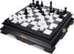 Pièces d'échecs italiennes, blanc, modèle moderne + échiquier, boîte, marbre/bois, blanc, 46