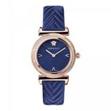 Versace VERE01720 Dameshorloge - Roestvrij Staal - Roze Goud - Blauwe Wijzerplaat