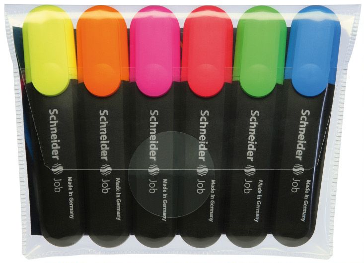 Schneider Job Textmarker Set - 6 Assorted Colors
